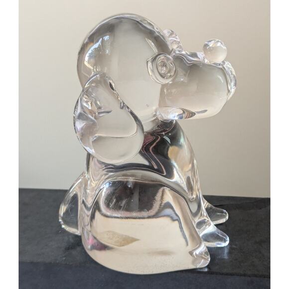 Murano Style Art Glass Beagle Snoopy Dog Paperweight Figurine Clear Solid Heavy - Picture 8 of 10